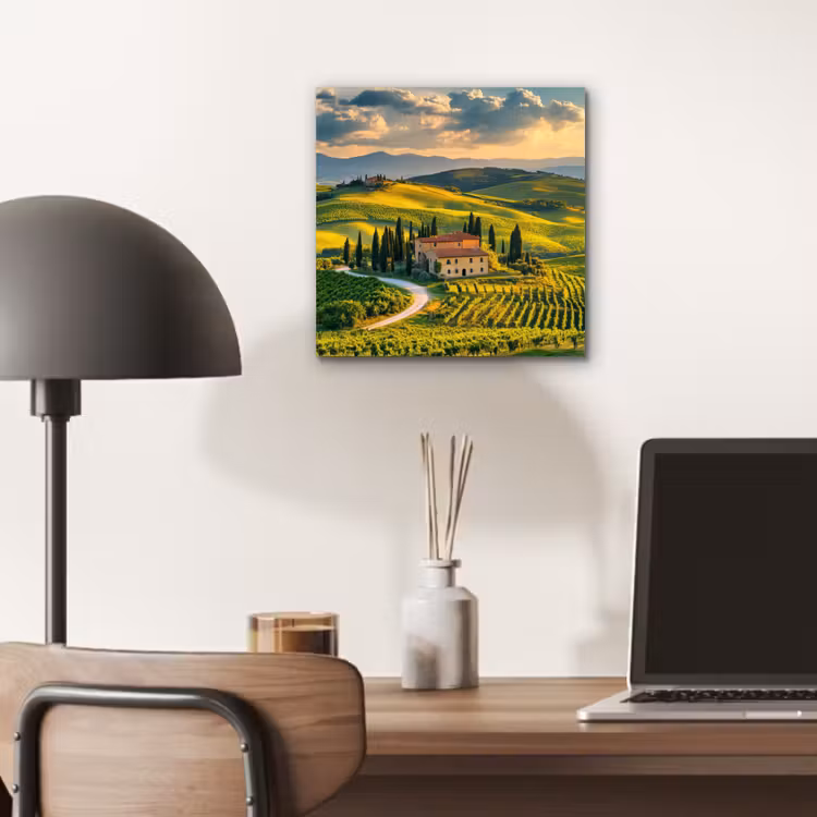 Aluminium schilderij - Toscane - Landschap - Wijngaarden — 6