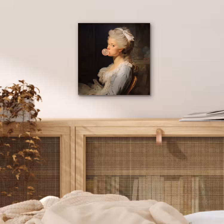 Aluminium schilderij - Vrouw - Barokjurk - Kauwgom — 4