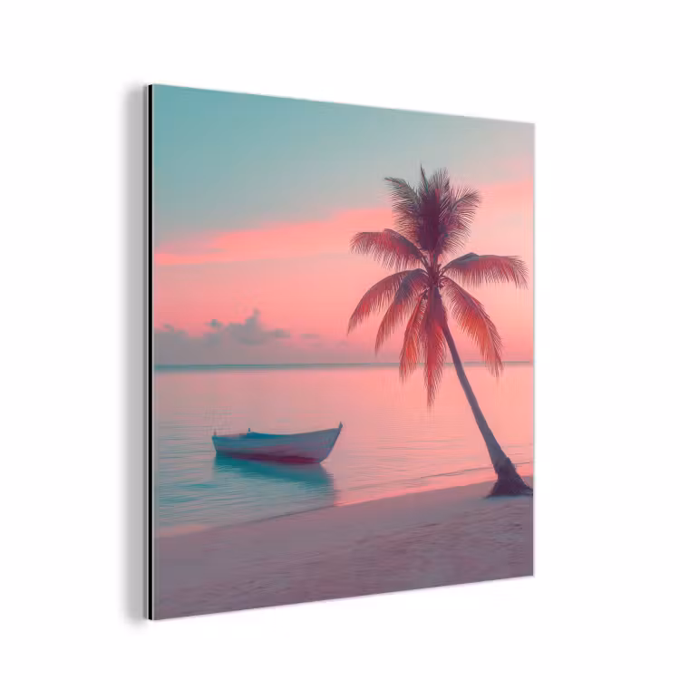 Aluminium schilderij - Zee - Boot - Zonsondergang — 1