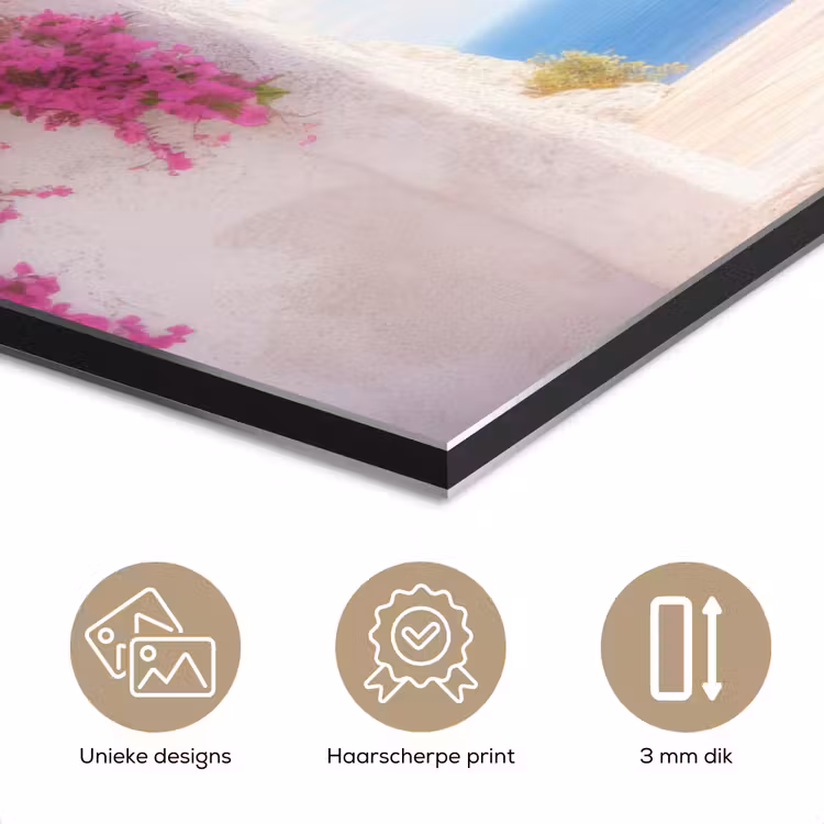 Aluminium schilderij - Zee - Roze - Bloemen - Poort — 7