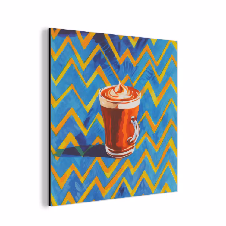 Aluminium schilderij - Mok - Koffie - Zigzag - Slagroom — 1