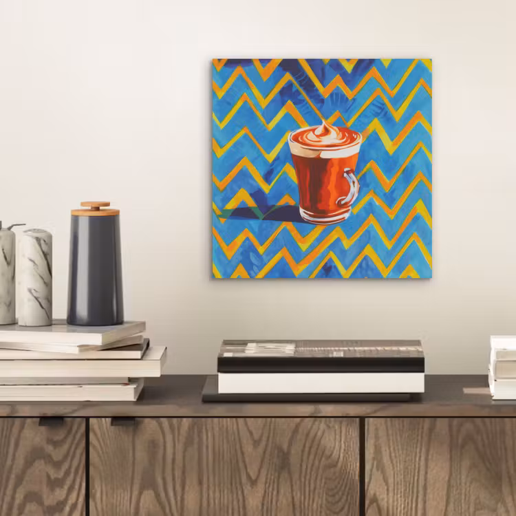 Aluminium schilderij - Mok - Koffie - Zigzag - Slagroom — 2