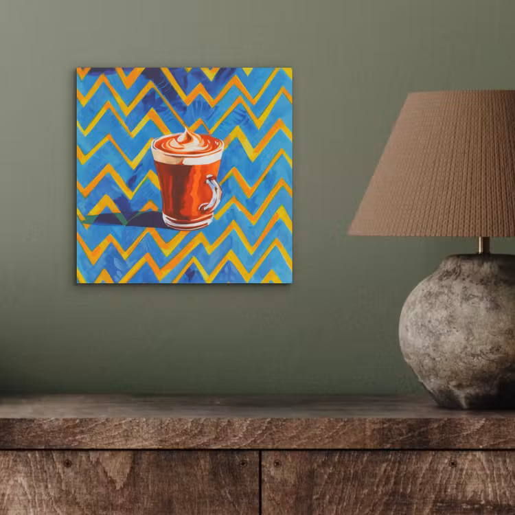 Aluminium schilderij - Mok - Koffie - Zigzag - Slagroom — 3