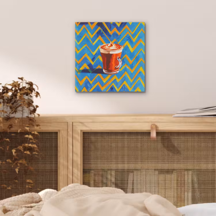 Aluminium schilderij - Mok - Koffie - Zigzag - Slagroom — 4