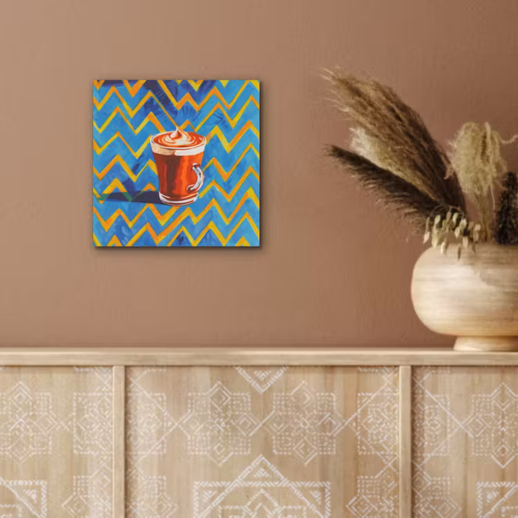 Aluminium schilderij - Mok - Koffie - Zigzag - Slagroom — 5