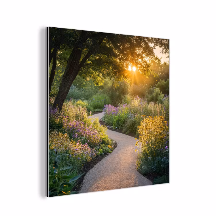 Aluminium schilderij - Pad - Bloemen - Park — 1