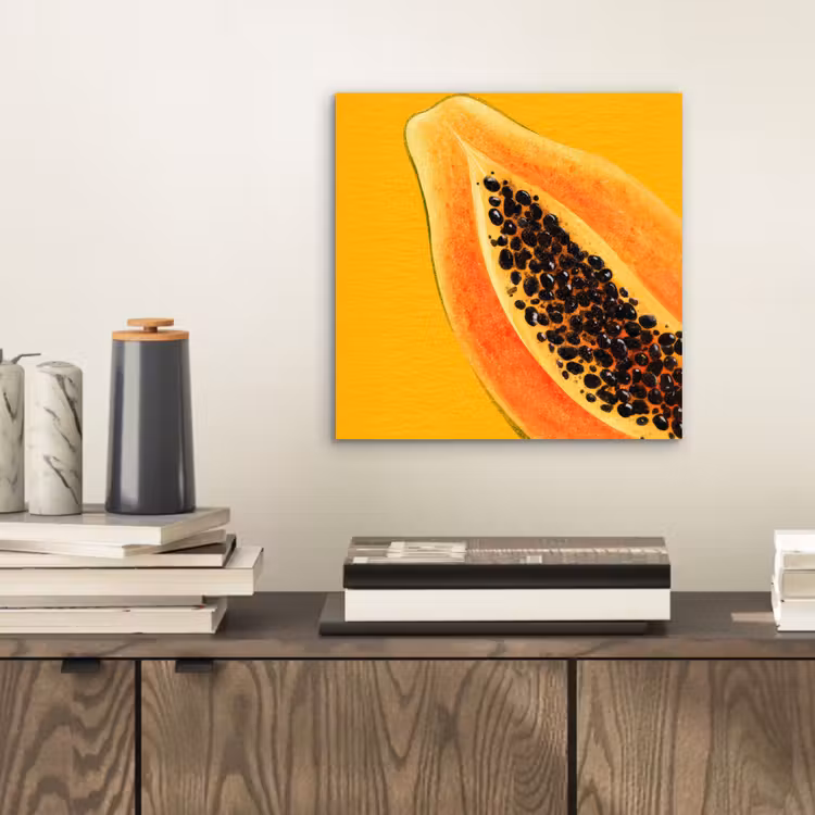 Aluminium schilderij - Papaja - Oranje - Topisch — 2