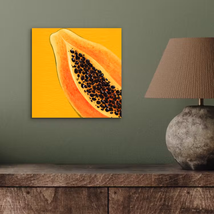 Aluminium schilderij - Papaja - Oranje - Topisch — 3