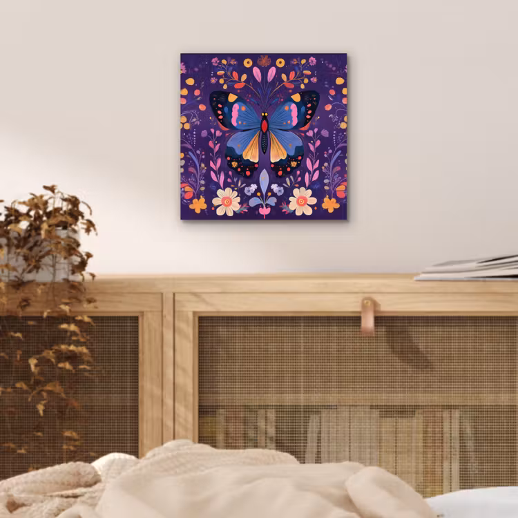 Aluminium schilderij - Sierlijk - Bloemen - Vlinder - Paars — 4