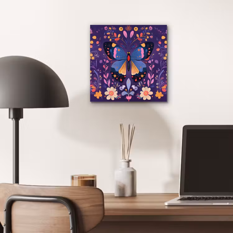 Aluminium schilderij - Sierlijk - Bloemen - Vlinder - Paars — 6