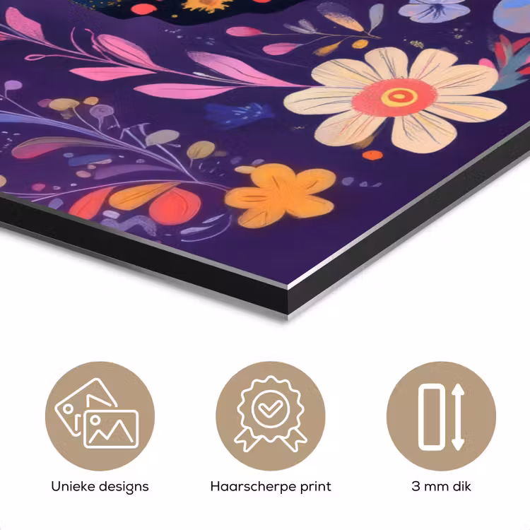 Aluminium schilderij - Sierlijk - Bloemen - Vlinder - Paars — 7