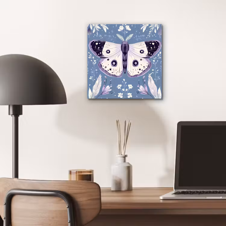 Aluminium schilderij - Vlinder - Bloemtakken - Lichtblauw — 6