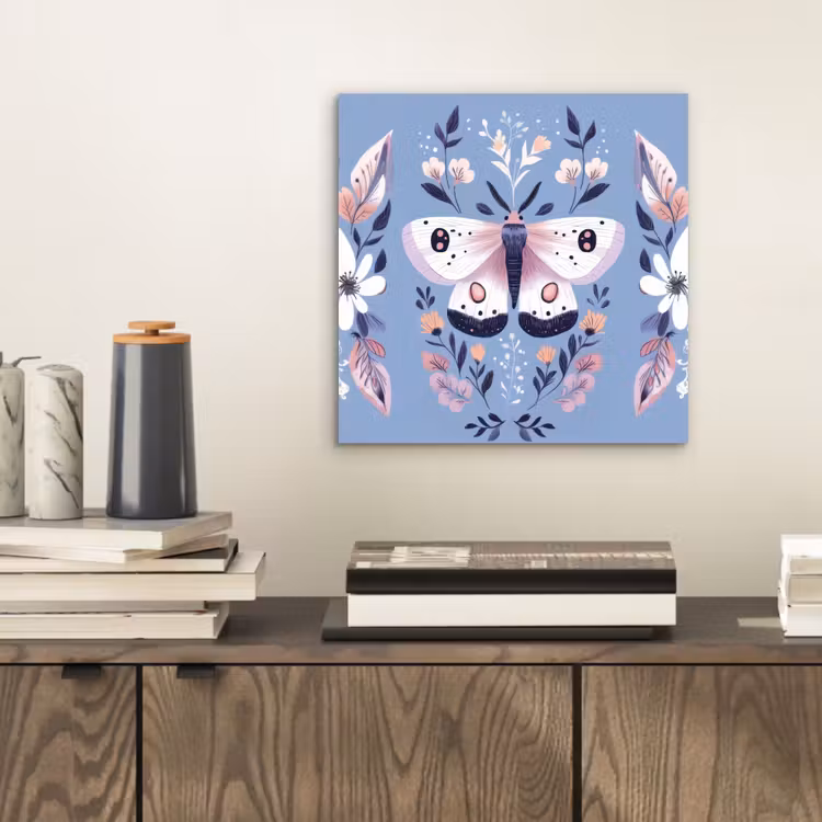 Aluminium schilderij - Vlinder - Vleugels - Stippen - Bloemen — 2