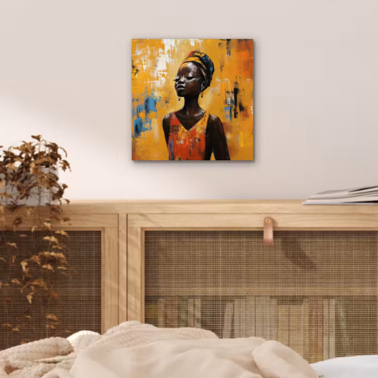 Aluminium schilderij - Vrouw - Ogen - Penseelstreken - Geel — 4