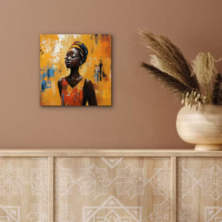 Aluminium schilderij - Vrouw - Ogen - Penseelstreken - Geel — 5