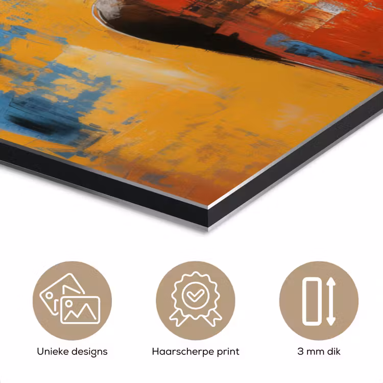 Aluminium schilderij - Vrouw - Ogen - Penseelstreken - Geel — 7
