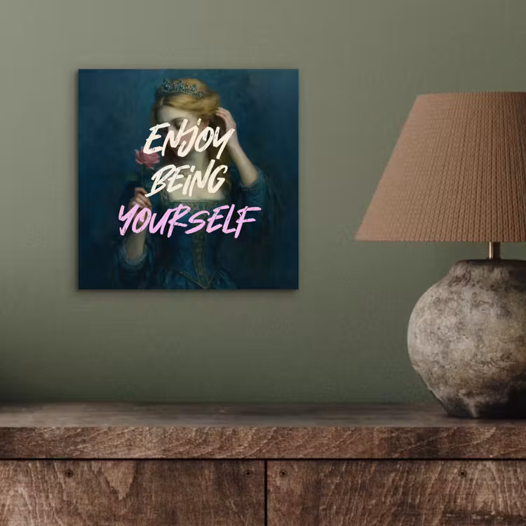 Aluminium schilderij - Vrouw - Roos - Quote — 3