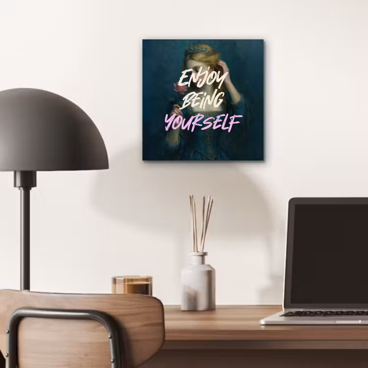 Aluminium schilderij - Vrouw - Roos - Quote — 6
