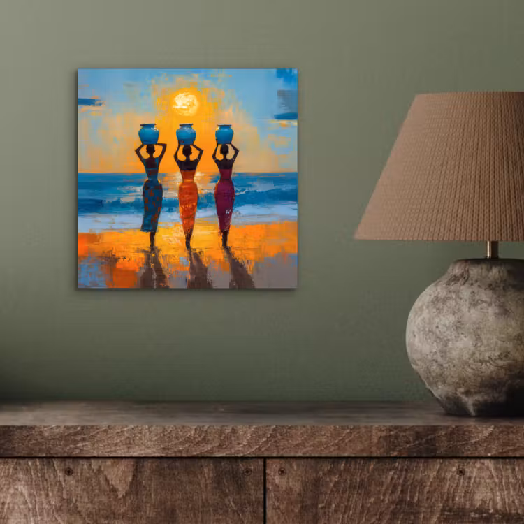 Aluminium schilderij - Vrouwen - Strand - Zondsondergang — 3
