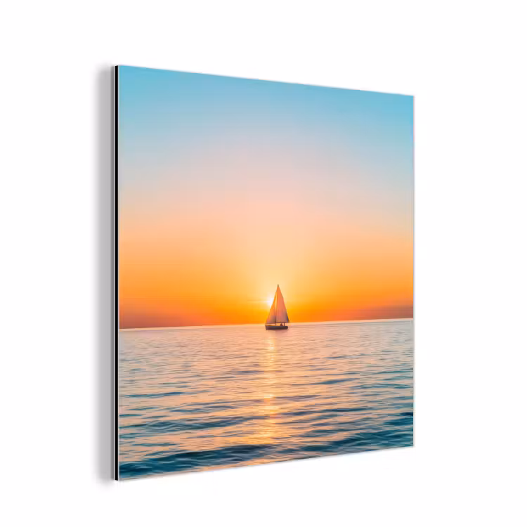 Aluminium schilderij - Zee - Zeilboot - Zonsondergang — 1