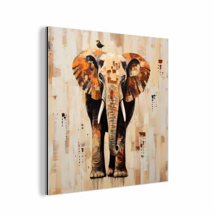 Aluminium schilderij - Olifant - Slurf - Mozaïek - Abstract — 1