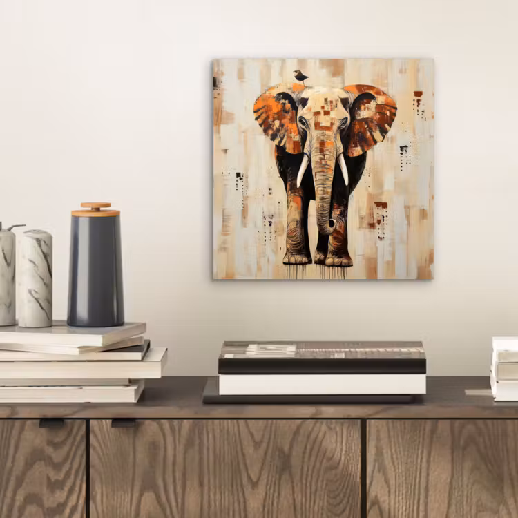 Aluminium schilderij - Olifant - Slurf - Mozaïek - Abstract — 2