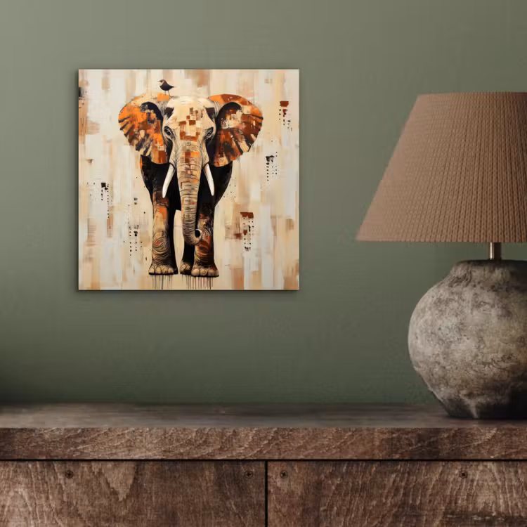 Aluminium schilderij - Olifant - Slurf - Mozaïek - Abstract — 3