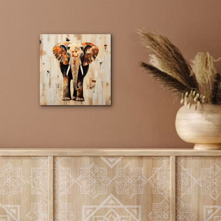 Aluminium schilderij - Olifant - Slurf - Mozaïek - Abstract — 5