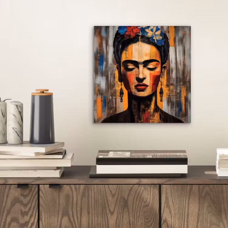 Aluminium schilderij - Portret - Vrouw - Bloemen — 2
