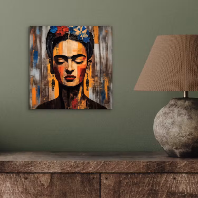 Aluminium schilderij - Portret - Vrouw - Bloemen — 3