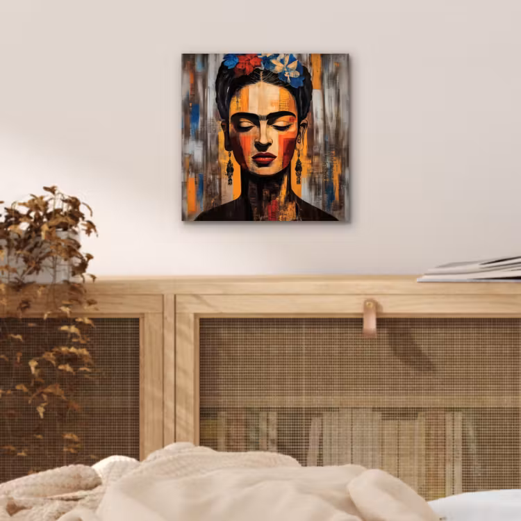 Aluminium schilderij - Portret - Vrouw - Bloemen — 4