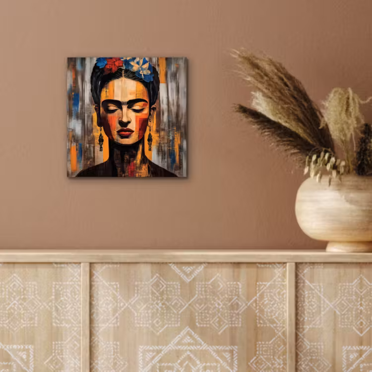 Aluminium schilderij - Portret - Vrouw - Bloemen — 5