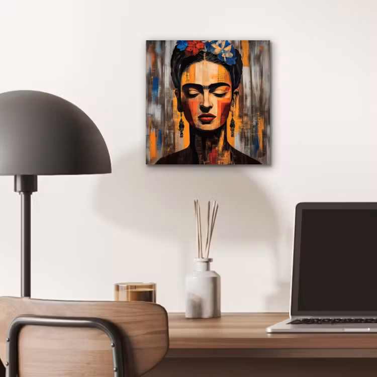 Aluminium schilderij - Portret - Vrouw - Bloemen — 6