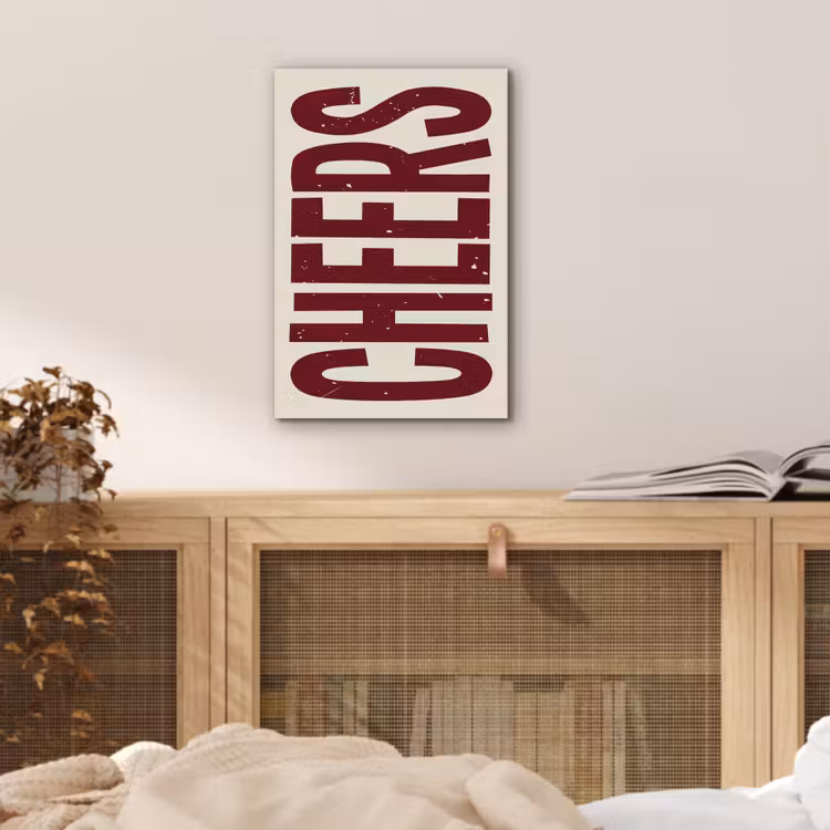 Aluminium schilderij - Red - Cheers - Decoratie - Beige — 4
