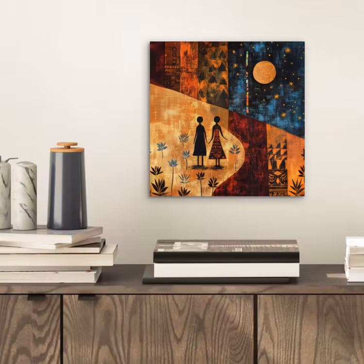 Aluminium schilderij - Silhouetten - Abstract - Zon - Maan — 2