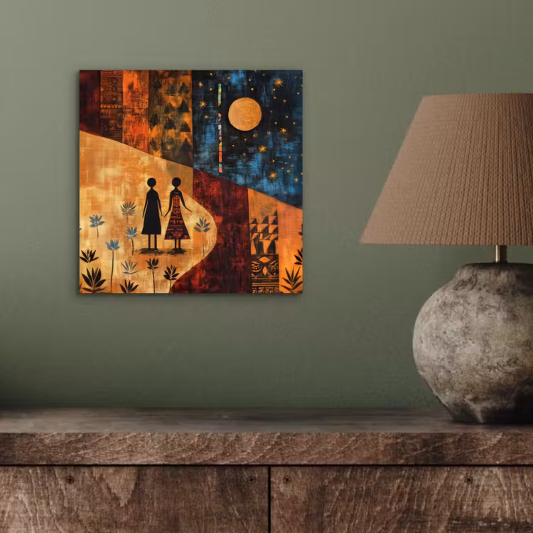 Aluminium schilderij - Silhouetten - Abstract - Zon - Maan — 3