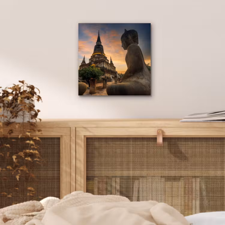 Aluminium schilderij - Tempel - Zonsondergang - Boeddha beelden - Buddha — 4
