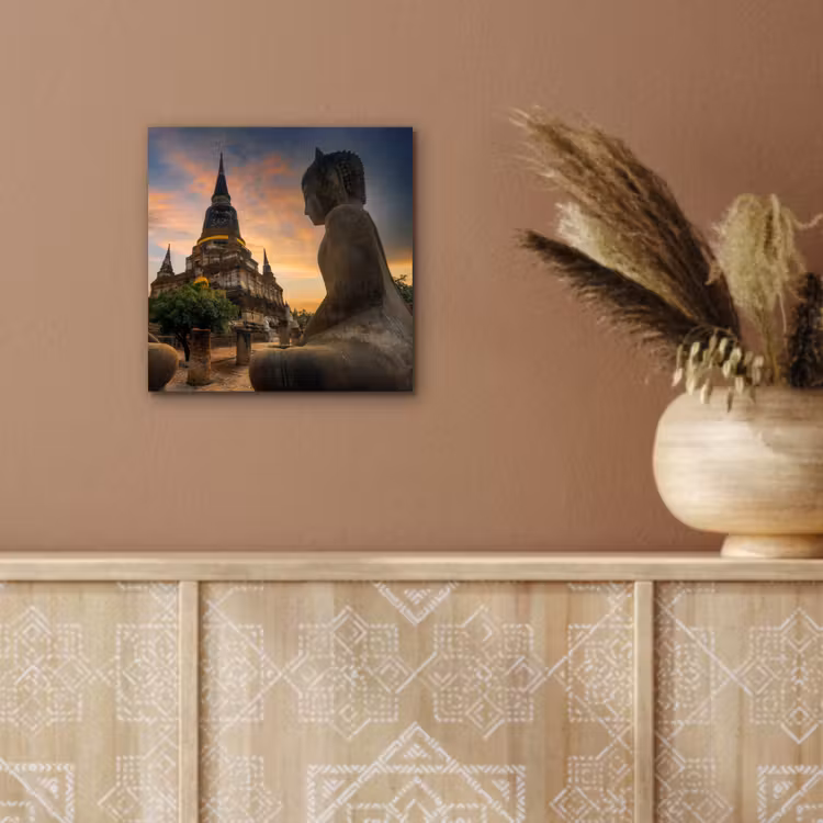 Aluminium schilderij - Tempel - Zonsondergang - Boeddha beelden - Buddha — 5