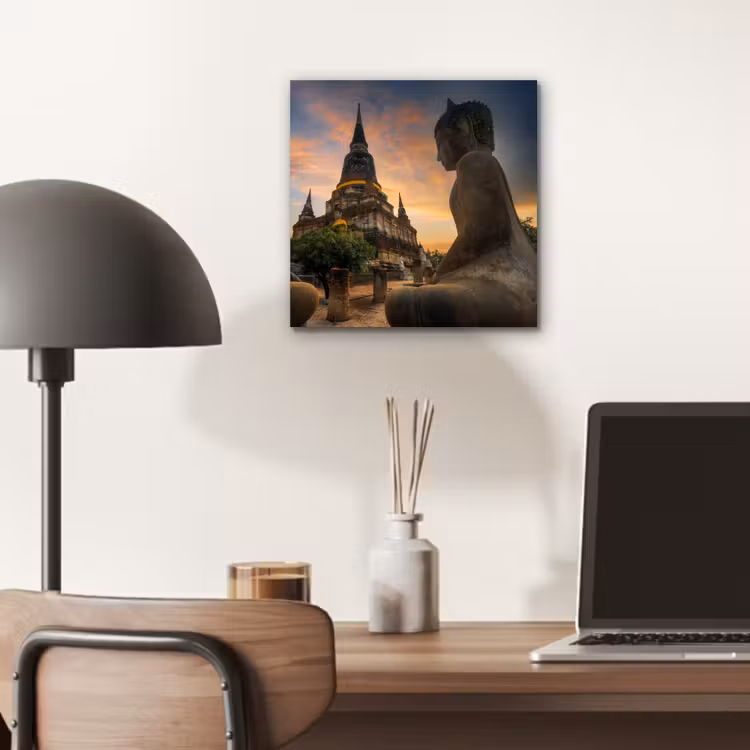 Aluminium schilderij - Tempel - Zonsondergang - Boeddha beelden - Buddha — 6