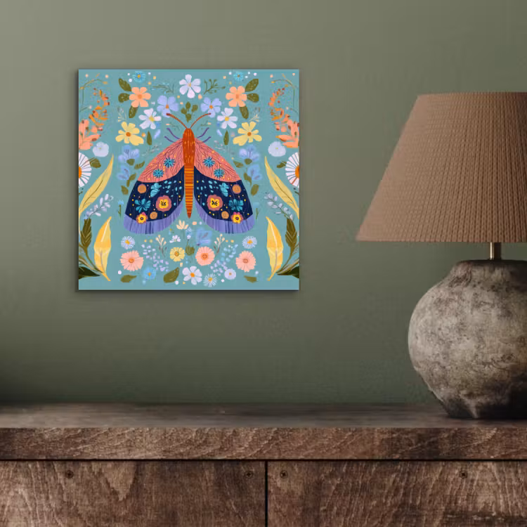 Aluminium schilderij - Vlinder - Sierlijk - Bloemen - Bladeren — 3