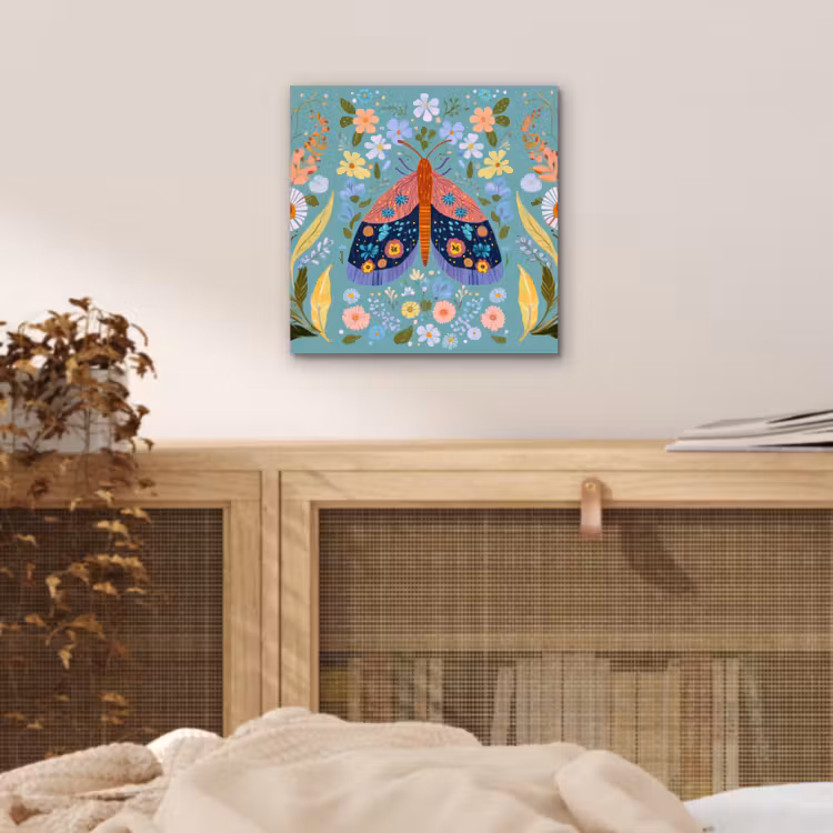 Aluminium schilderij - Vlinder - Sierlijk - Bloemen - Bladeren — 4