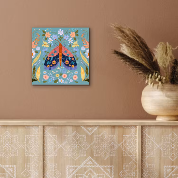 Aluminium schilderij - Vlinder - Sierlijk - Bloemen - Bladeren — 5
