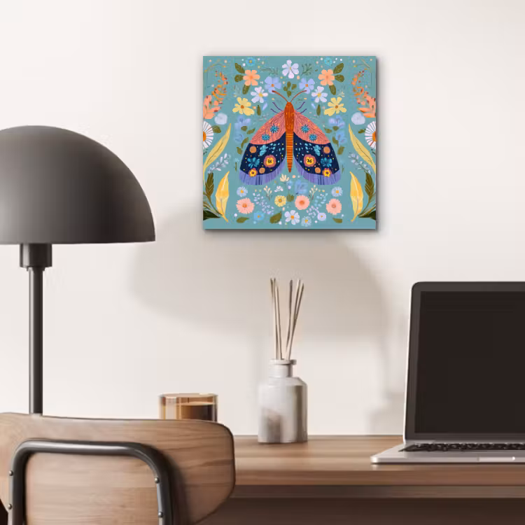Aluminium schilderij - Vlinder - Sierlijk - Bloemen - Bladeren — 6