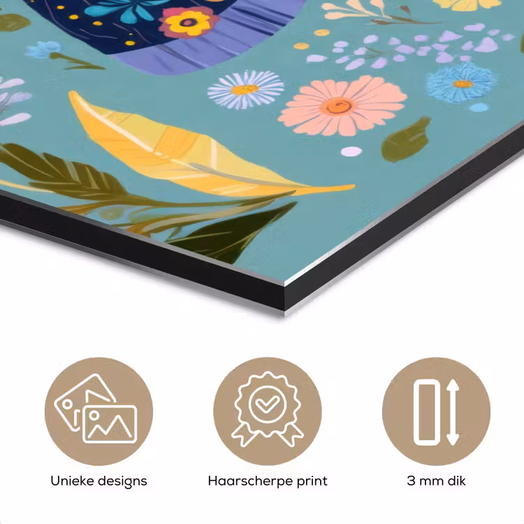 Aluminium schilderij - Vlinder - Sierlijk - Bloemen - Bladeren — 7