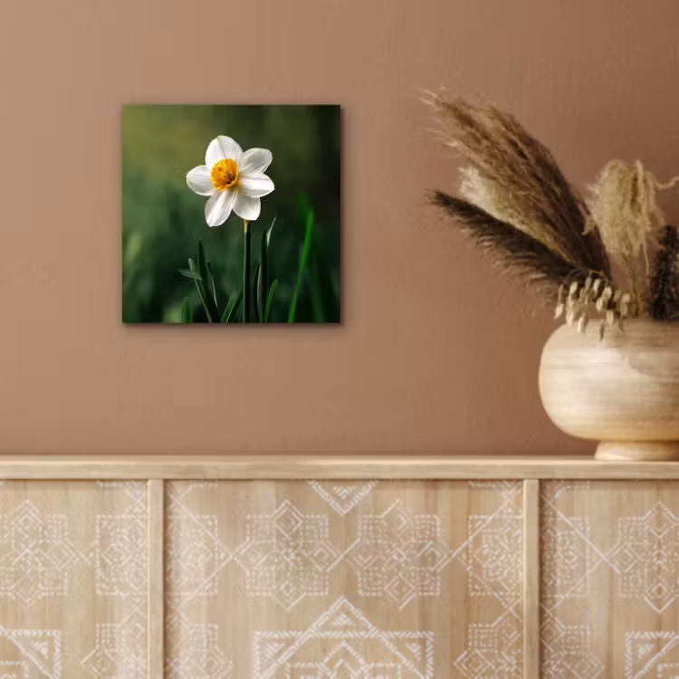 Aluminium schilderij - Narcis - Bloem - Wit - Grassprieten — 5