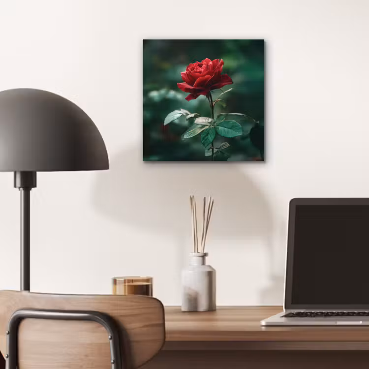 Aluminium schilderij - Roos - Bladeren - Dieprood — 6