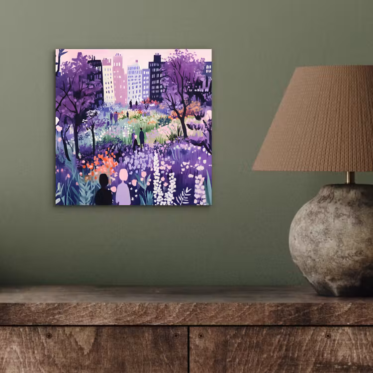 Aluminium schilderij - Park - Bomen - Bloemen - Gebouwen — 3