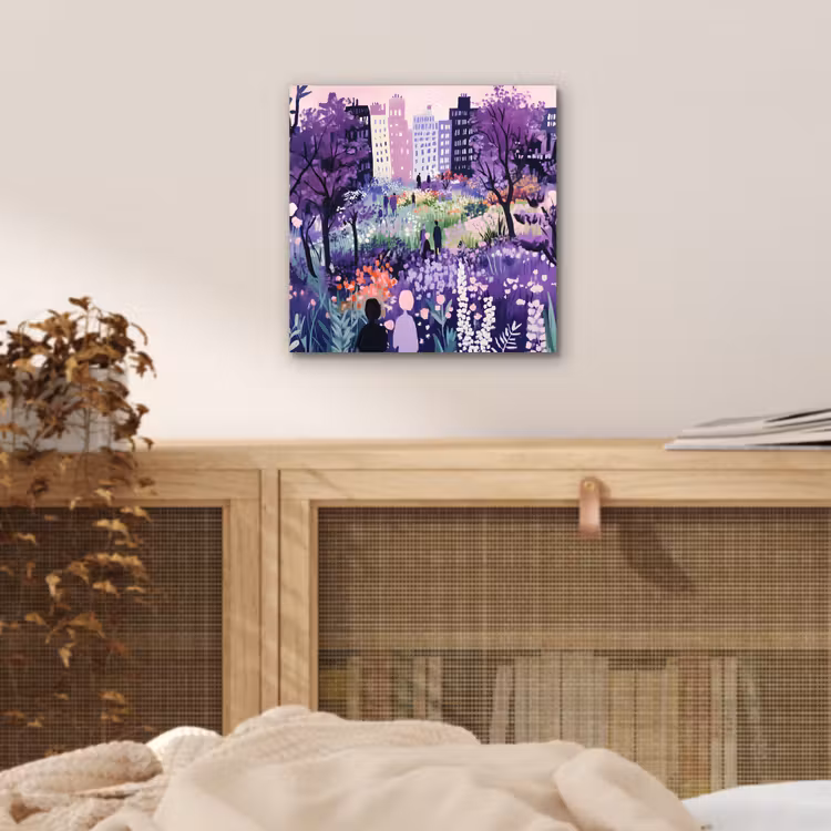 Aluminium schilderij - Park - Bomen - Bloemen - Gebouwen — 4