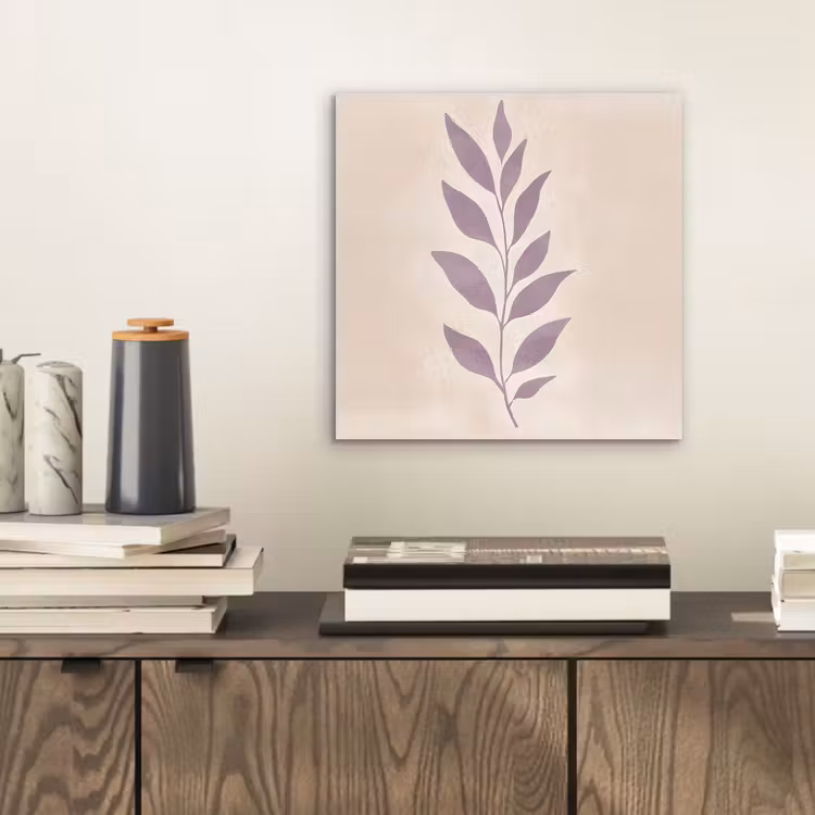 Aluminium schilderij - Tak - Bladeren - Minimalistisch - Beige — 2