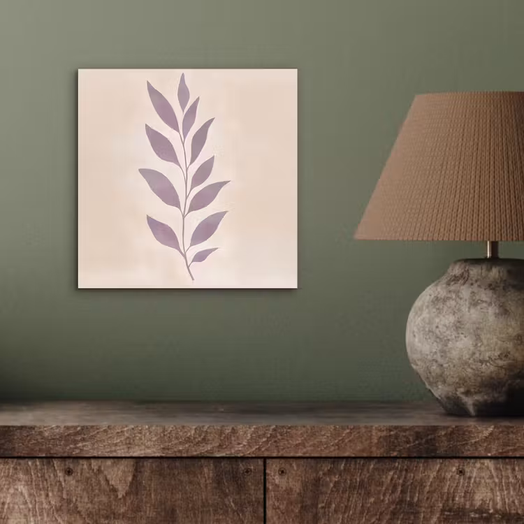 Aluminium schilderij - Tak - Bladeren - Minimalistisch - Beige — 3